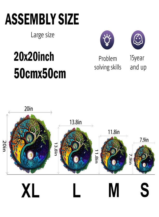 Jigfoxy Wooden Puzzles for Adults, Tree of Life Wooden Jigsaw Puzzles, Unique Zen Shape Puzzles, Christmas Thanksgiving Gifts for Family Friend(M-11.8 * 11.8in-200psc) - Image 4